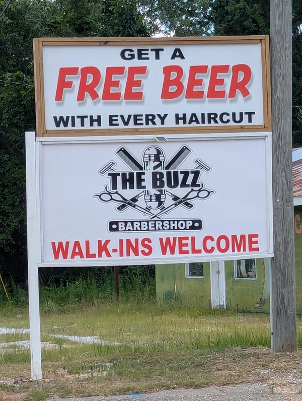 commercial haircut and beer